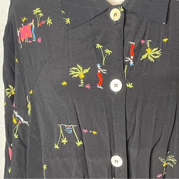 Vintage Fern Drallex All‎ Over Printed Blouse Small - Picture 4 of 5